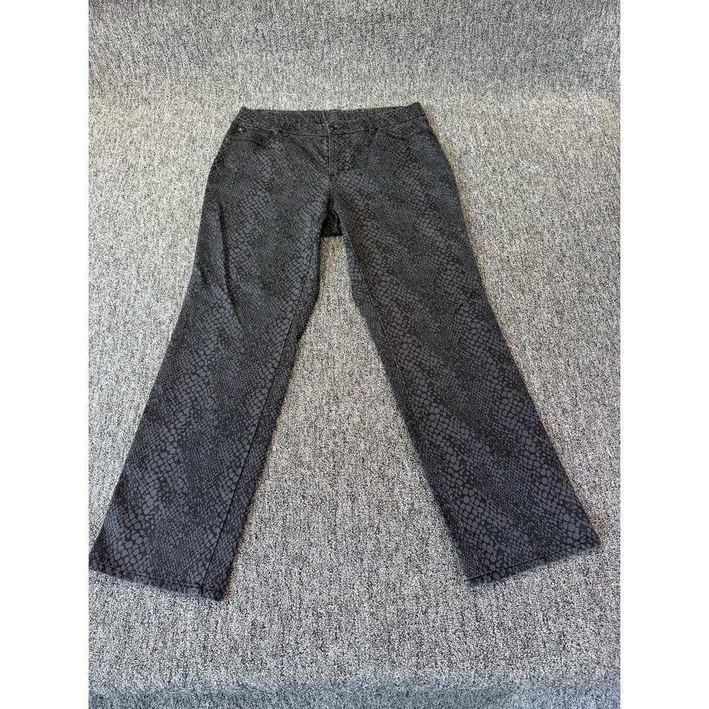 Dana Buchman Jeans Womens 16W Black Gray Denim Snake Print Cotton Stretch Casual